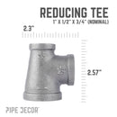 1 in. x 1/2 in. x 3/4 in. Black Reducing Tee