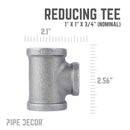 1 in. x 1 in. x 3/4 in. Black Reducing Tee by PIPE DECOR