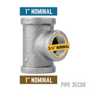 1 in. x 1 in. x 3/4 in. Black Reducing Tee by PIPE DECOR