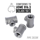 1 in. x 1 in. x 3/4 in. Black Reducing Tee by PIPE DECOR