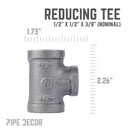 1/2 in. x 1/2 in. x 3/8 in. Black Reducing Tee