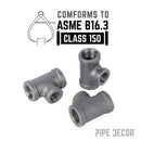 1/2 in. x 1/2 in. x 3/8 in. Black Reducing Tee