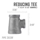 1 in. x 3/4 in. x 1/2 in. Black Reducing Tee