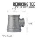 2 in. x 1 1/2 in. x 1 1/2 in. Black Reducing Tee
