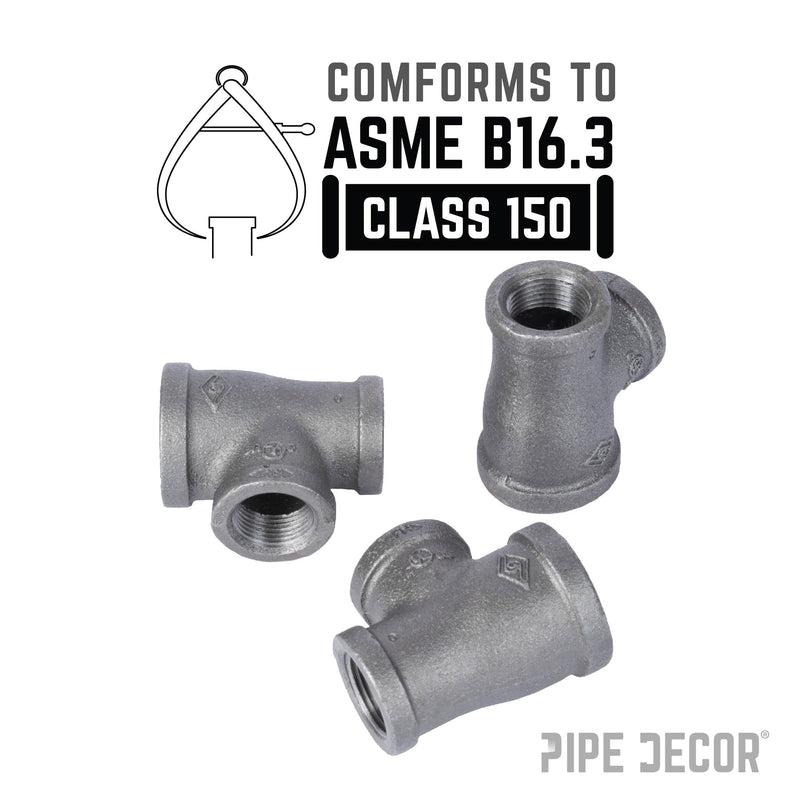 2 in. x 1 1/2 in. x 1 1/2 in. Black Reducing Tee