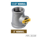 2 in. x 1 1/2 in. x 1 in. Black Reducing Tee