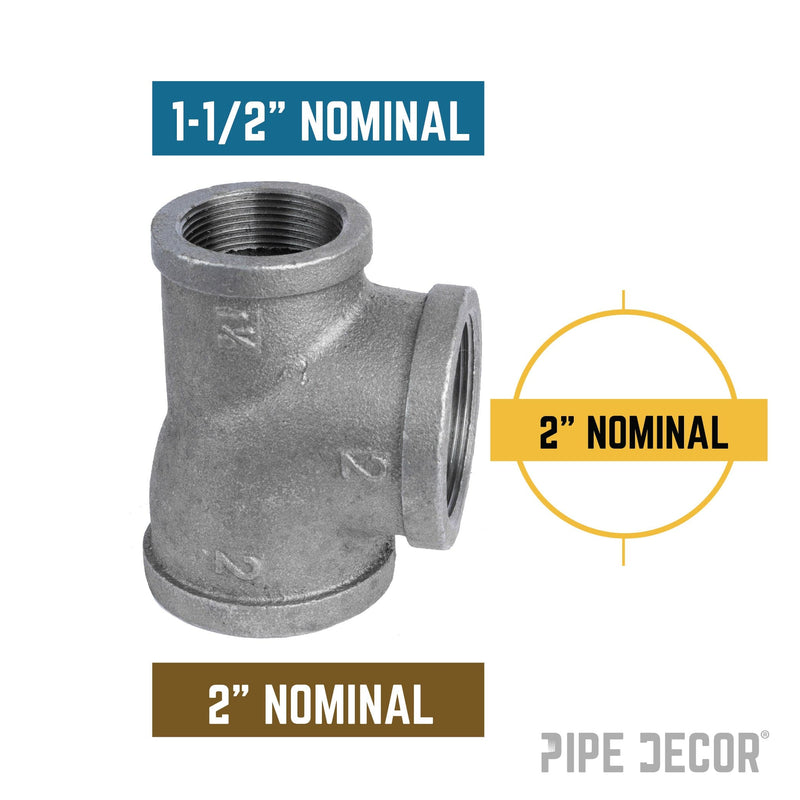 2 in. x 1 1/2 in. x 2 in. Black Reducing Tee