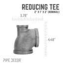 2 in. x 1 in. x 2 in. Black Reducing Tee