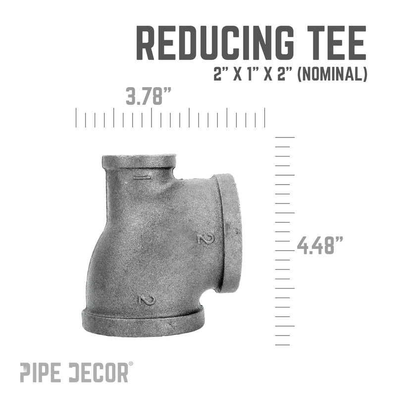 2 in. x 1 in. x 2 in. Black Reducing Tee