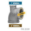 2 in. x 1 in. x 2 in. Black Reducing Tee by PIPE DECOR