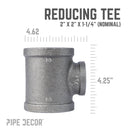 2 in. x 2 in. x 1 1/4 in. Black Reducing Tee