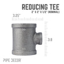2 in. x 2 in. x 1 1/2 in. Black Reducing Tee
