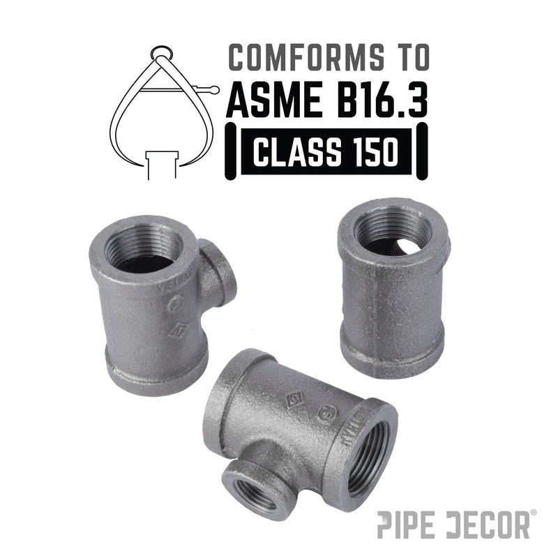 2 in. x 2 in. x 1/2 in. Black Reducing Tee