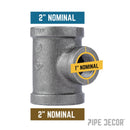 2 in. x 2 in. x 1 in. Black Reducing Tee