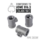 2 in. x 2 in. x 3/4 Black Reducing Tee