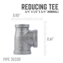 3/4 in. x 1/2 in. x 3/4 in. Black Reducing Tee