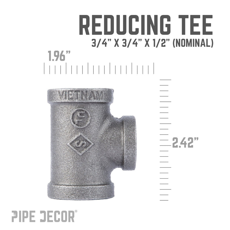 3/4 in. x 3/4 in. x 1/2 in. Black Reducing Tee