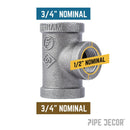 3/4 in. x 3/4 in. x 1/2 in. Black Reducing Tee by PIPE DECOR