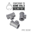 3/4 in. x 3/4 in. x 1/2 in. Black Reducing Tee by PIPE DECOR
