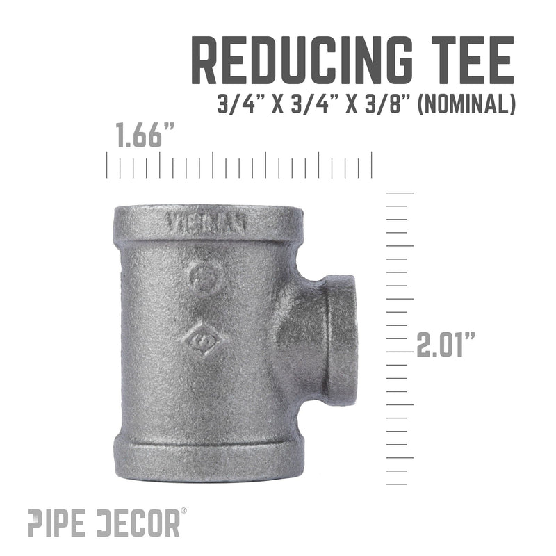 3/4 in. x 3/4 in. x 3/8 in. Black Reducing Tee