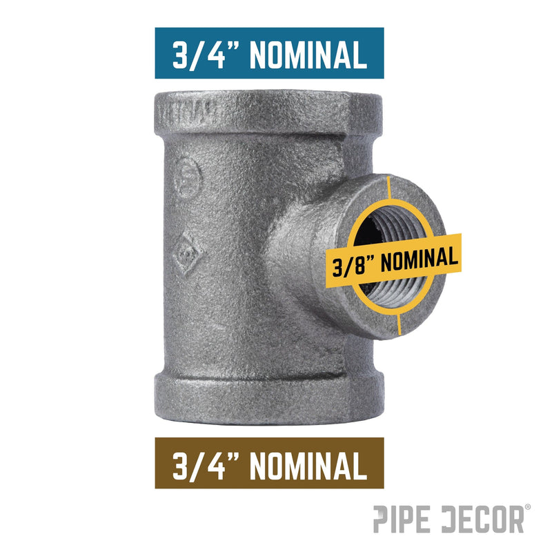 3/4 in. x 3/4 in. x 3/8 in. Black Reducing Tee