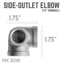 1/2 in. Black Side Outlet Elbow by PIPE DECOR