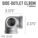 1 in. Black Side Outlet Elbow by PIPE DECOR