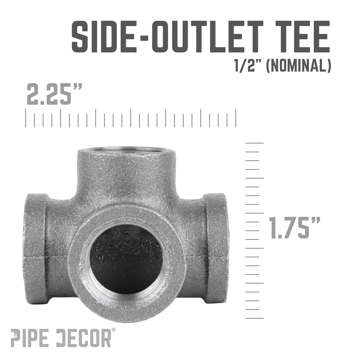 1/2 in. Black Side Outlet Tee, photo 2 of 8