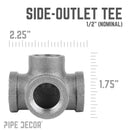 1/2 in. Black Side Outlet Tee by PIPE DECOR