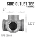 1 in. Black Side Outlet Tee by PIPE DECOR