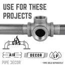 1 in. Black Side Outlet Tee by PIPE DECOR