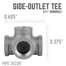 3/4 in. Black Side Outlet Tee by PIPE DECOR
