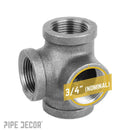 3/4 in. Black Side Outlet Tee by PIPE DECOR
