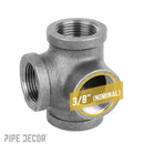 3/8 in. Black Side Outlet Tee by PIPE DECOR
