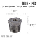 1/2 in. x 1/8 in. Black Bushing by PIPE DECOR