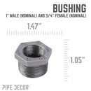 1 in. x 3/4 in. Black Bushing