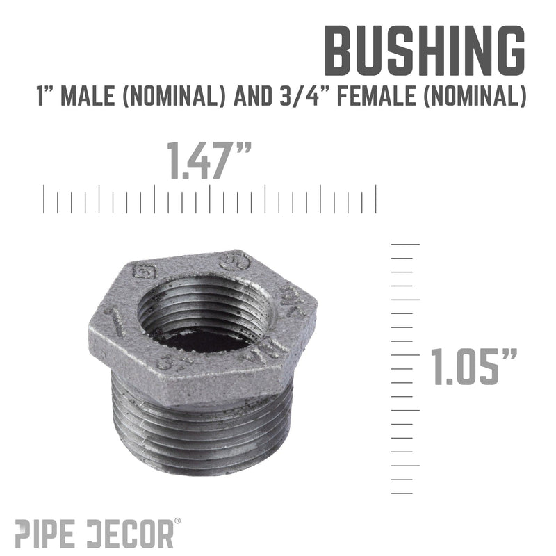 1 in. x 3/4 in. Black Bushing