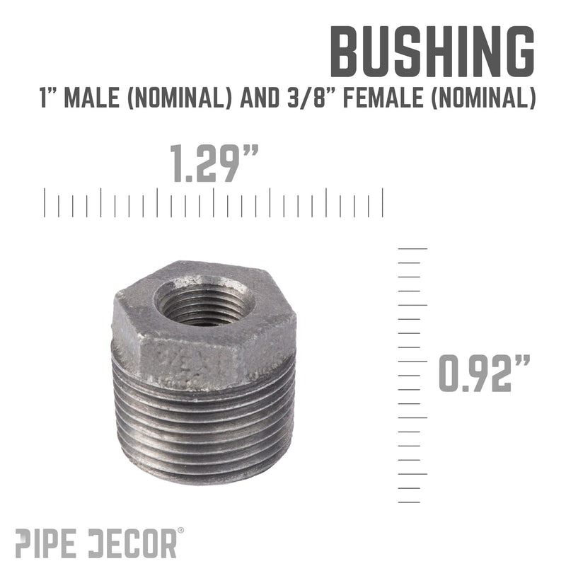 1 in. x 3/8 in. Black Bushing