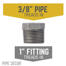 1 in. x 3/8 in. Black Bushing