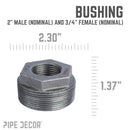2 in. x 3/4 in. Black Bushing