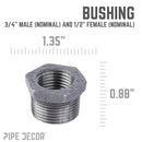 3/4 in. x 1/2 in. Black Bushing by PIPE DECOR