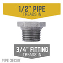 3/4 in. x 1/2 in. Black Bushing by PIPE DECOR