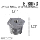 3/4 in. x 1/8 in. Black Bushing by PIPE DECOR