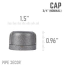 3/4 in. Black Cap by PIPE DECOR