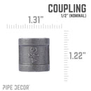 1/2 in. Black Coupling by PIPE DECOR