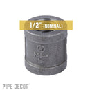 1/2 in. Black Coupling by PIPE DECOR
