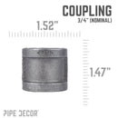 3/4 in. Black Coupling by PIPE DECOR