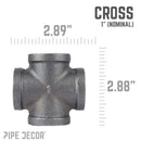 1 in. Black Cross by PIPE DECOR