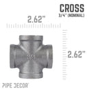 3/4 in. Black Cross by PIPE DECOR