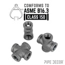 3/8 in. Black Cross by PIPE DECOR